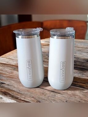 Brumate Champagne Flute Glitter White 12oz Set Of 2 Mimosas Brunch Wedding